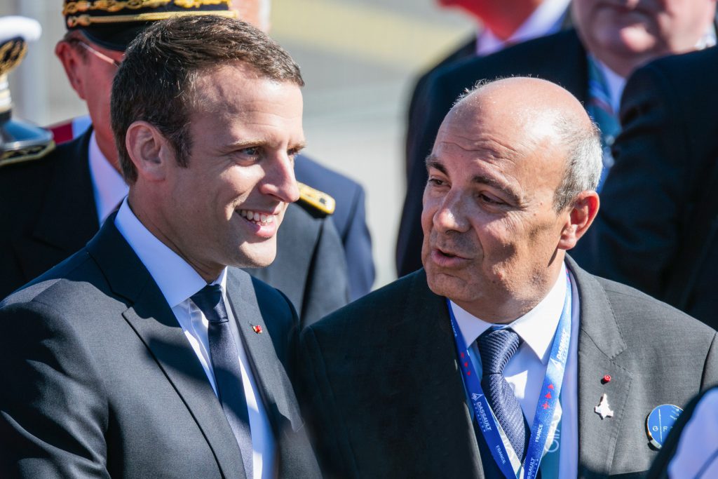 Inauguration of 52th Paris Airshow by Emmanuel Macron, French President, and Éric Trappier, Chairman and Chief Executive Officer of Dassault Aviation and President of GIFAS.