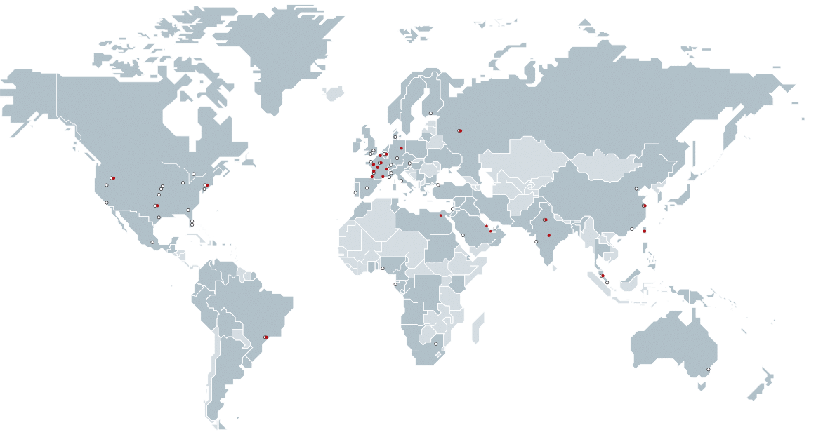 Carte de la présence mondiale